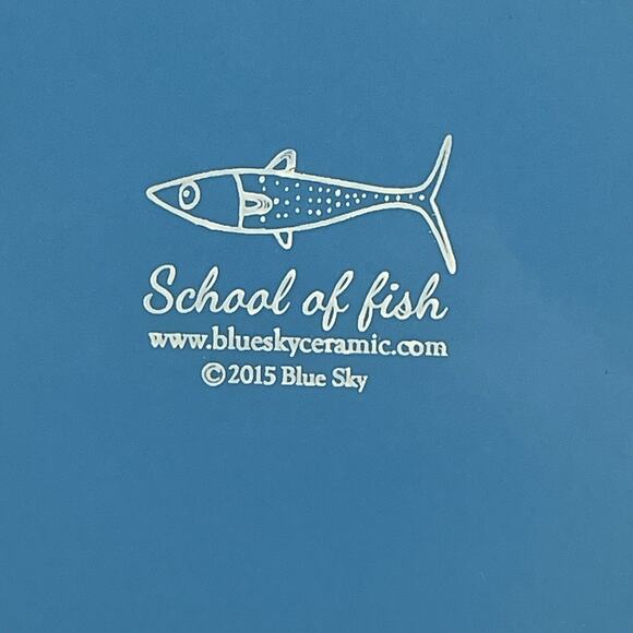 "School of Fish" Plate 8" Blue Sky Ceramics 2015 Bread Cheese Dessert Salad - Picture 3 of 4